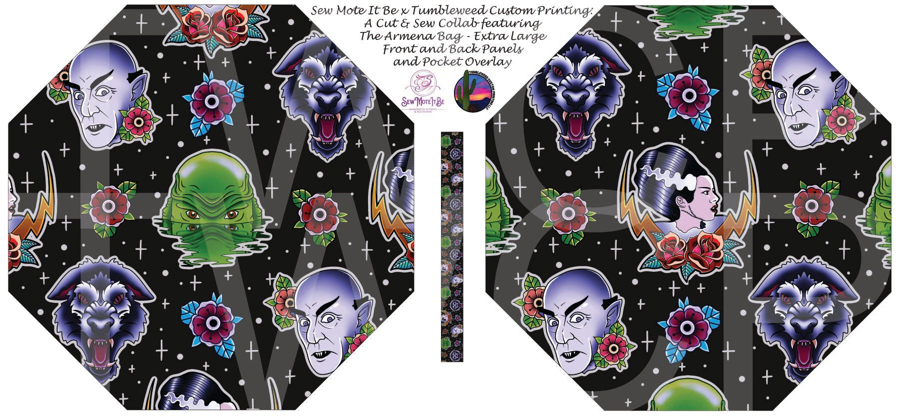 Sew Mote It Be - Armena Octagon Bag - Traditional Monsters