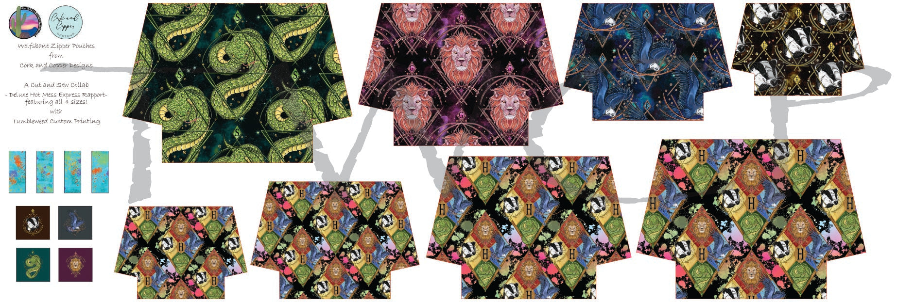 Cork & Copper Designs - The Wolfsbane Zipper Pouch - HP Houses Deluxe
