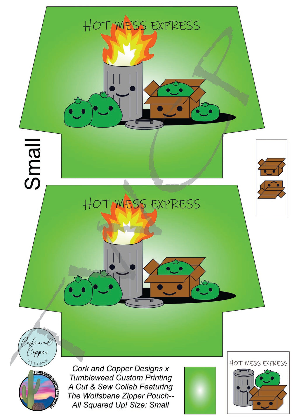 Cork & Copper Designs - The Wolfsbane Zipper Pouch - Hot Mess Express with Words (C&CD Exclusive)