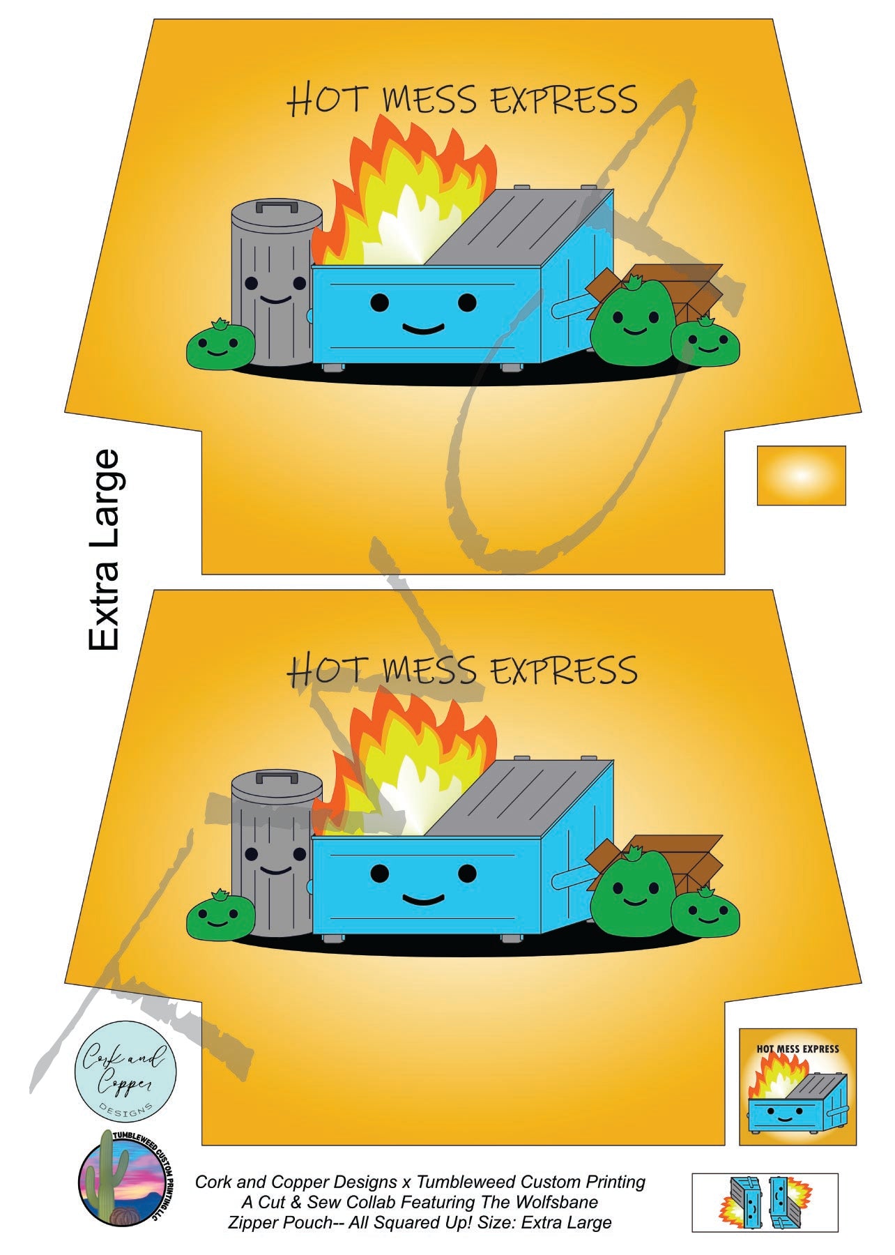 Cork & Copper Designs - The Wolfsbane Zipper Pouch - Hot Mess Express with Words (C&CD Exclusive)