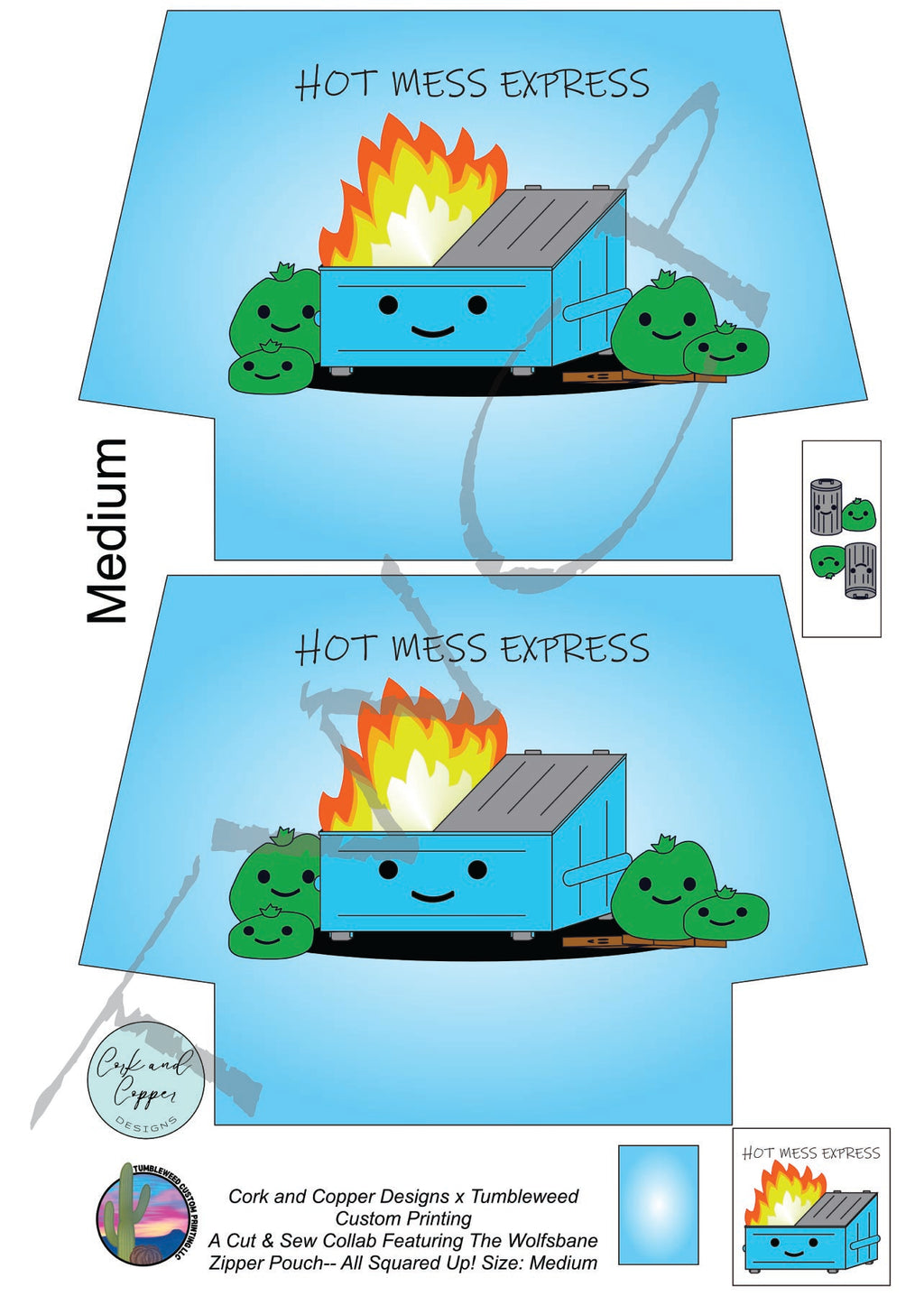 Cork & Copper Designs - The Wolfsbane Zipper Pouch - Hot Mess Express with Words (C&CD Exclusive)