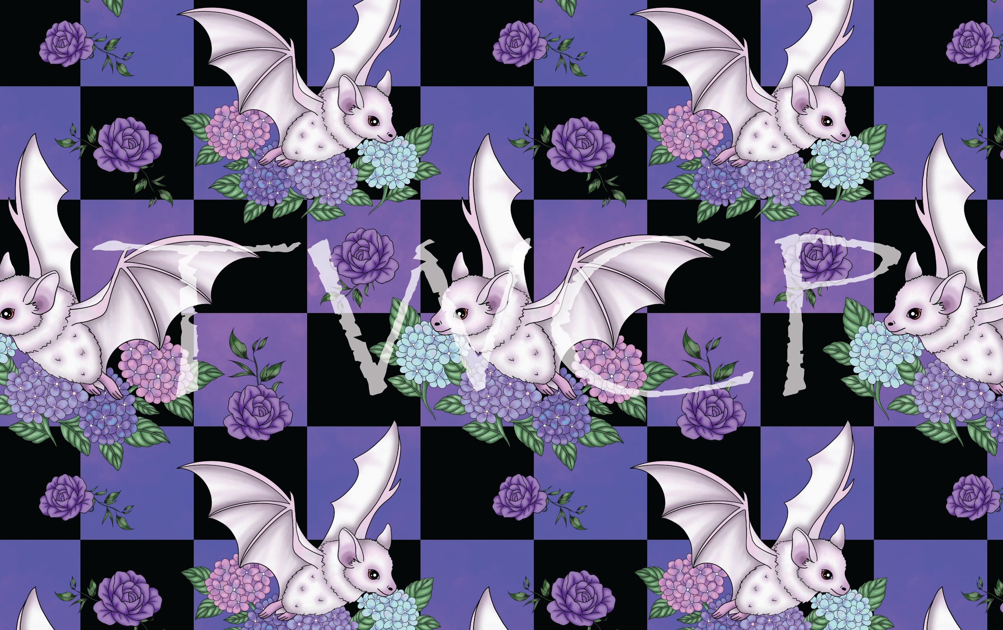 Cauldron & Quill - Albino Bat Blurple Checkers