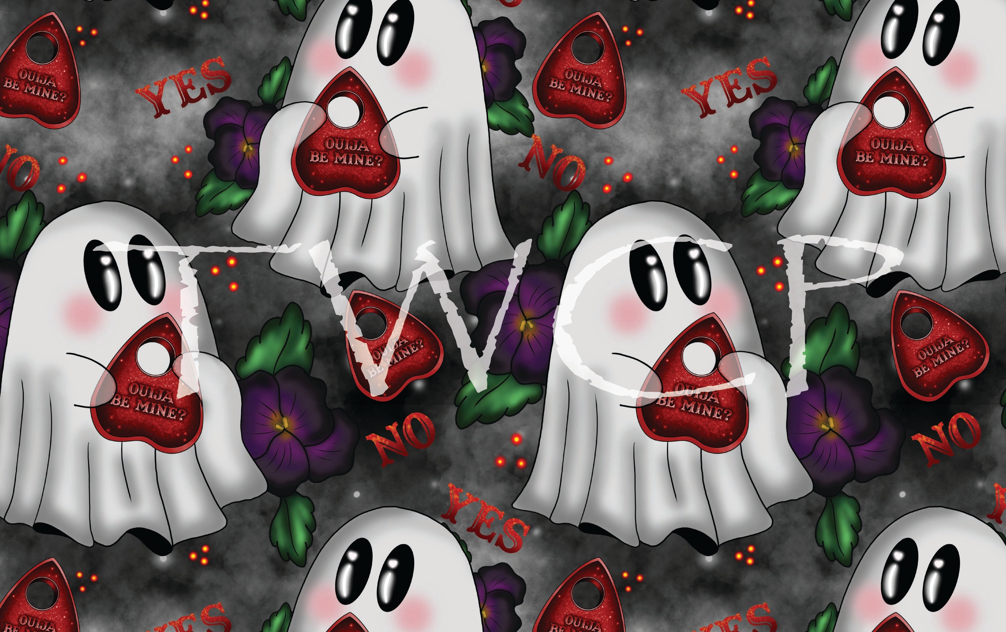 Cauldron & Quill - Patreon Exclusive January 2025 - Ouija Ghostie Red Floral Grey