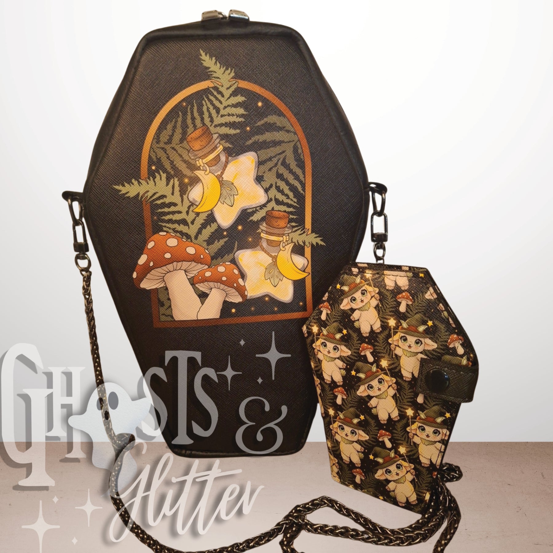 Seamingly Wicked - Coffin Handbag - Whimsy Grove Forest 2