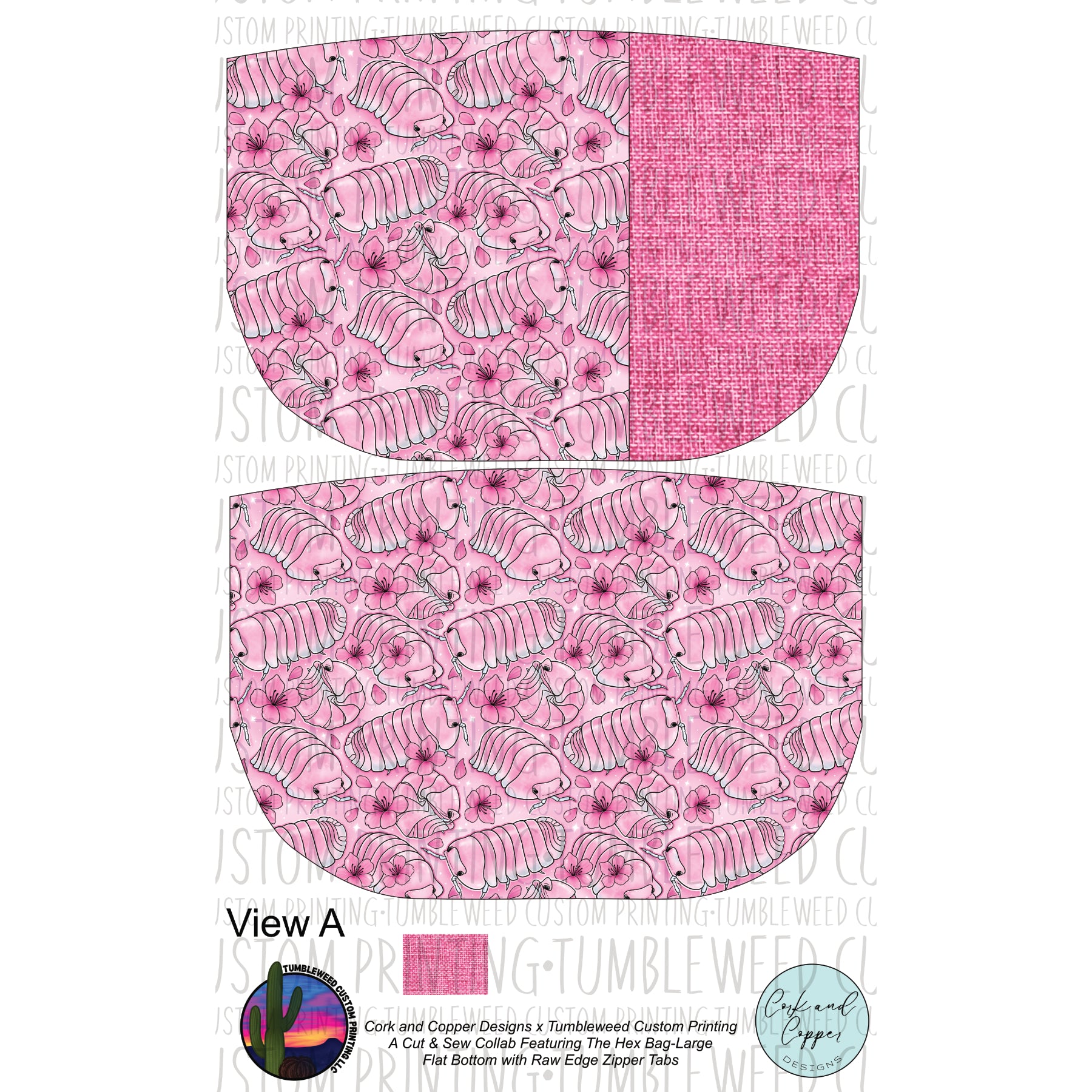 Cork & Copper Designs - The Hex Bag - Cubaris Isopods Shakura Cherry Blossoms