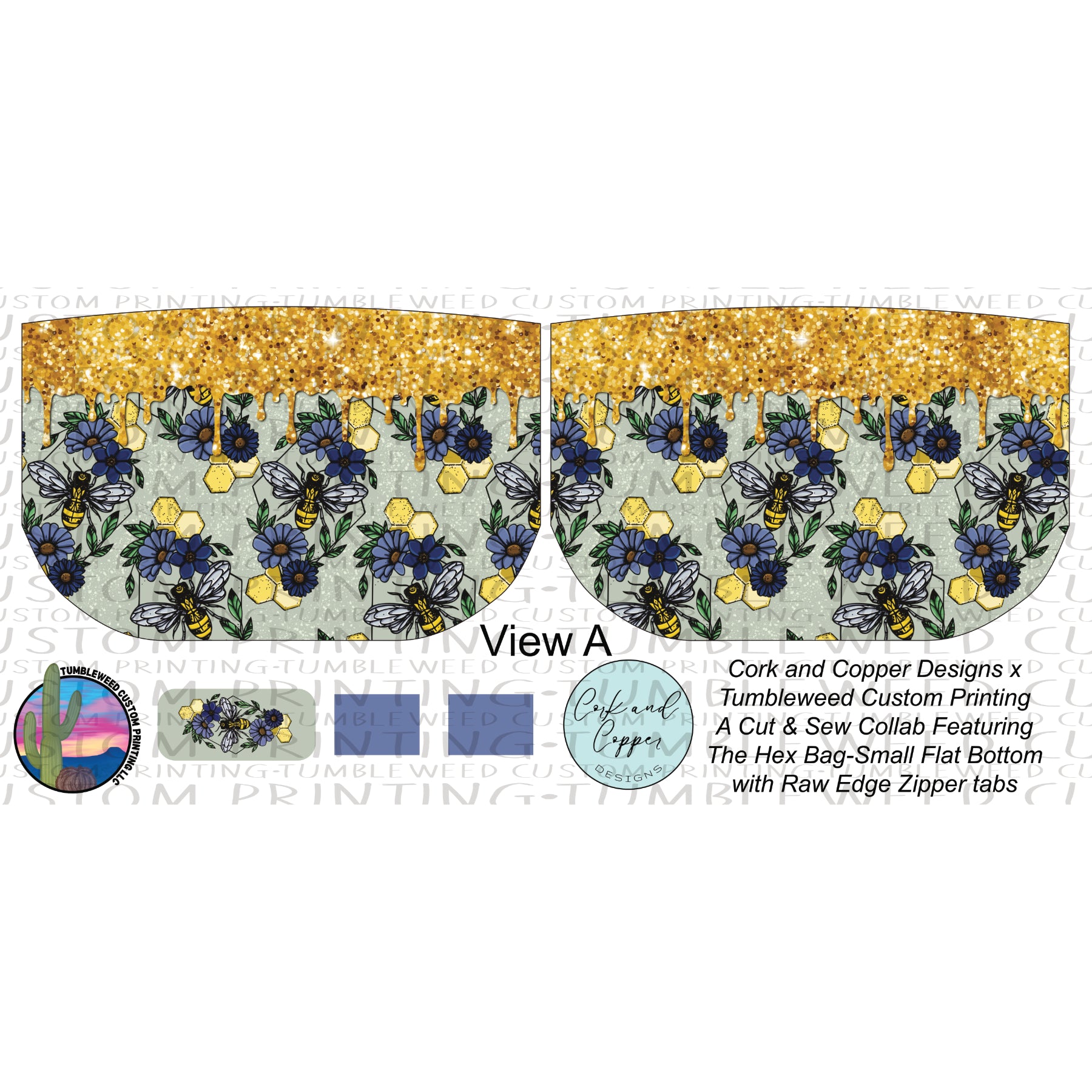 Cork & Copper Designs - The Hex Bag - Bees