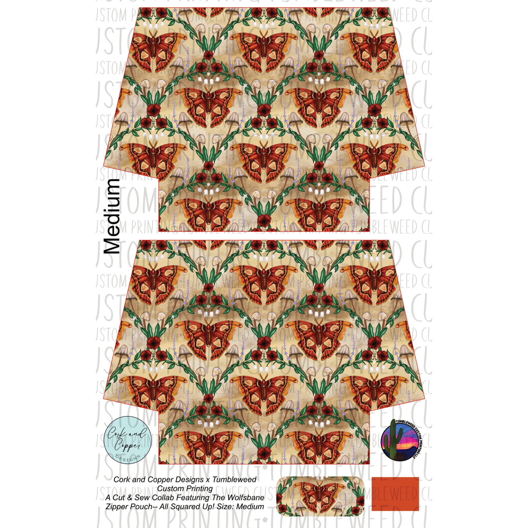 Cork & Copper Designs - The Wolfsbane Zipper Pouch - Enchanted Butterfly