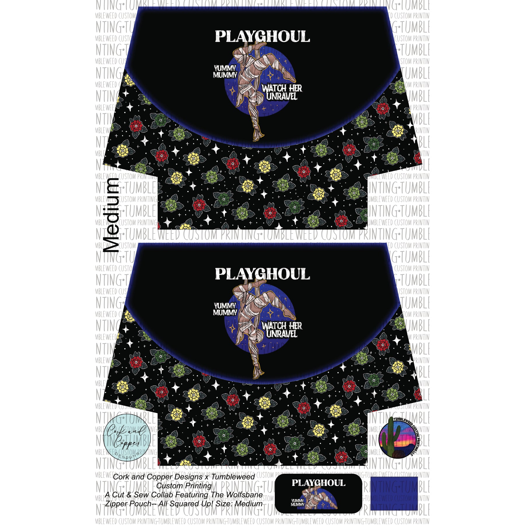 Cork & Copper Designs - The Wolfsbane Zipper Pouch - Playghoul Mummy