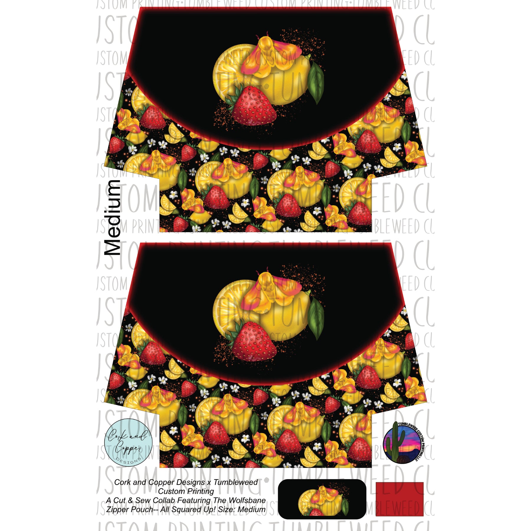 Cork & Copper Designs - The Wolfsbane Zipper Pouch - Rosy Maple Moth