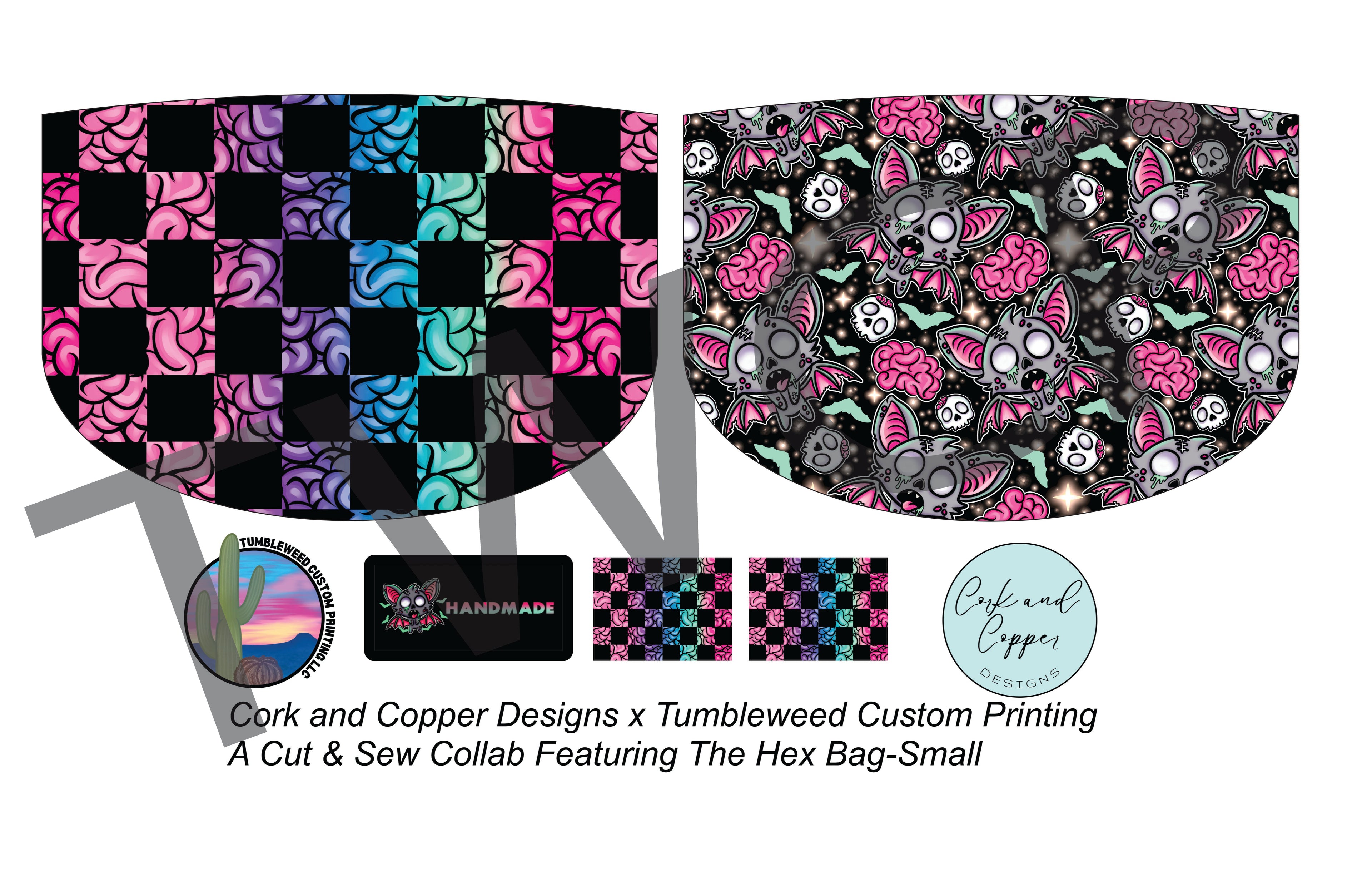 Cork & Copper Designs - The Hex Bag - Zombie Bats