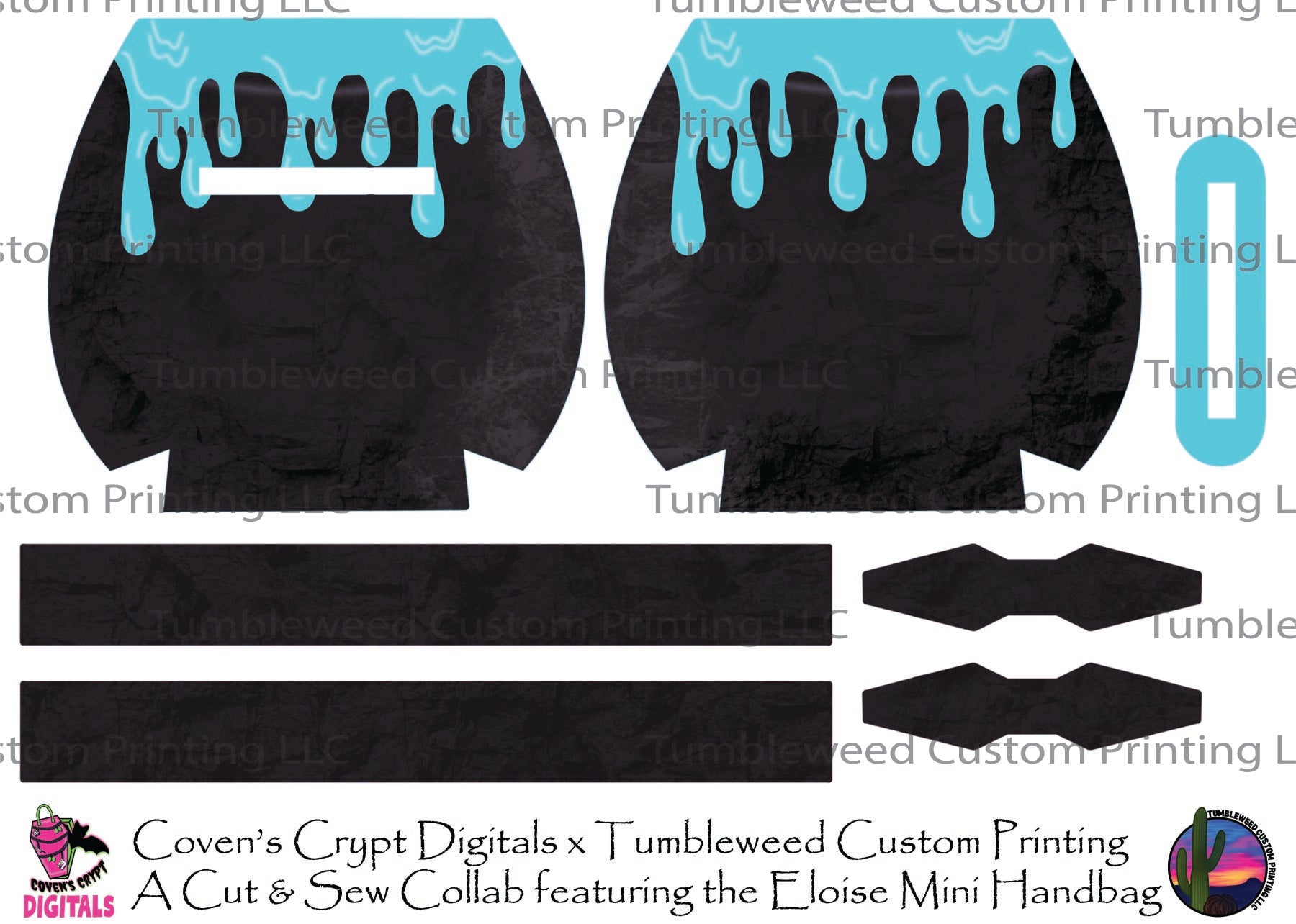 Coven's Crypt Digitals - Eloise Mini Handbag - Drip Cauldron Light Blue
