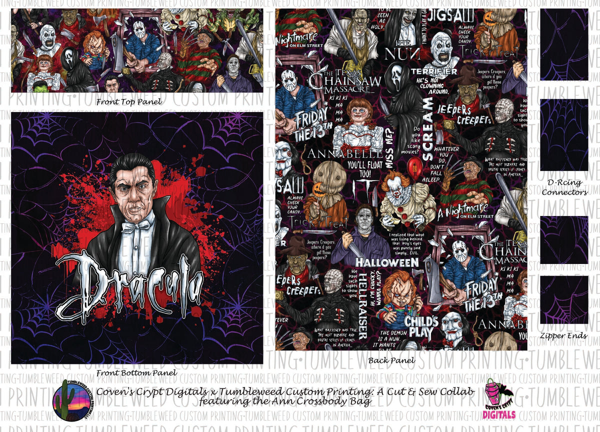 Coven's Crypt Digitals - Ann Crossbody Bag - Horror 10 Webs
