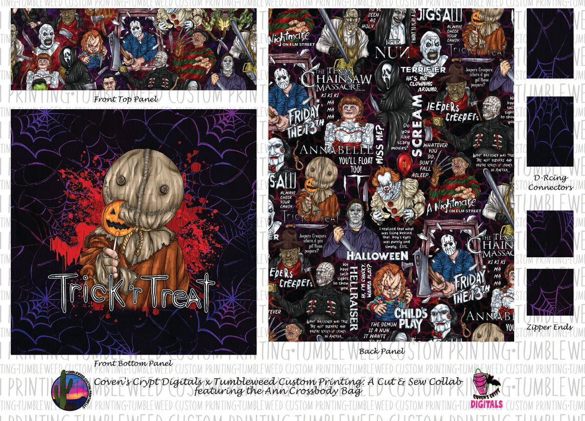 Coven's Crypt Digitals - Ann Crossbody Bag - Horror 11 Webs