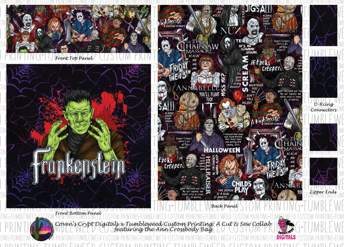 Coven's Crypt Digitals - Ann Crossbody Bag - Horror 15 Webs