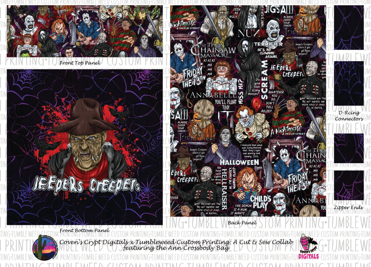Coven's Crypt Digitals - Ann Crossbody Bag - Horror 17 Webs