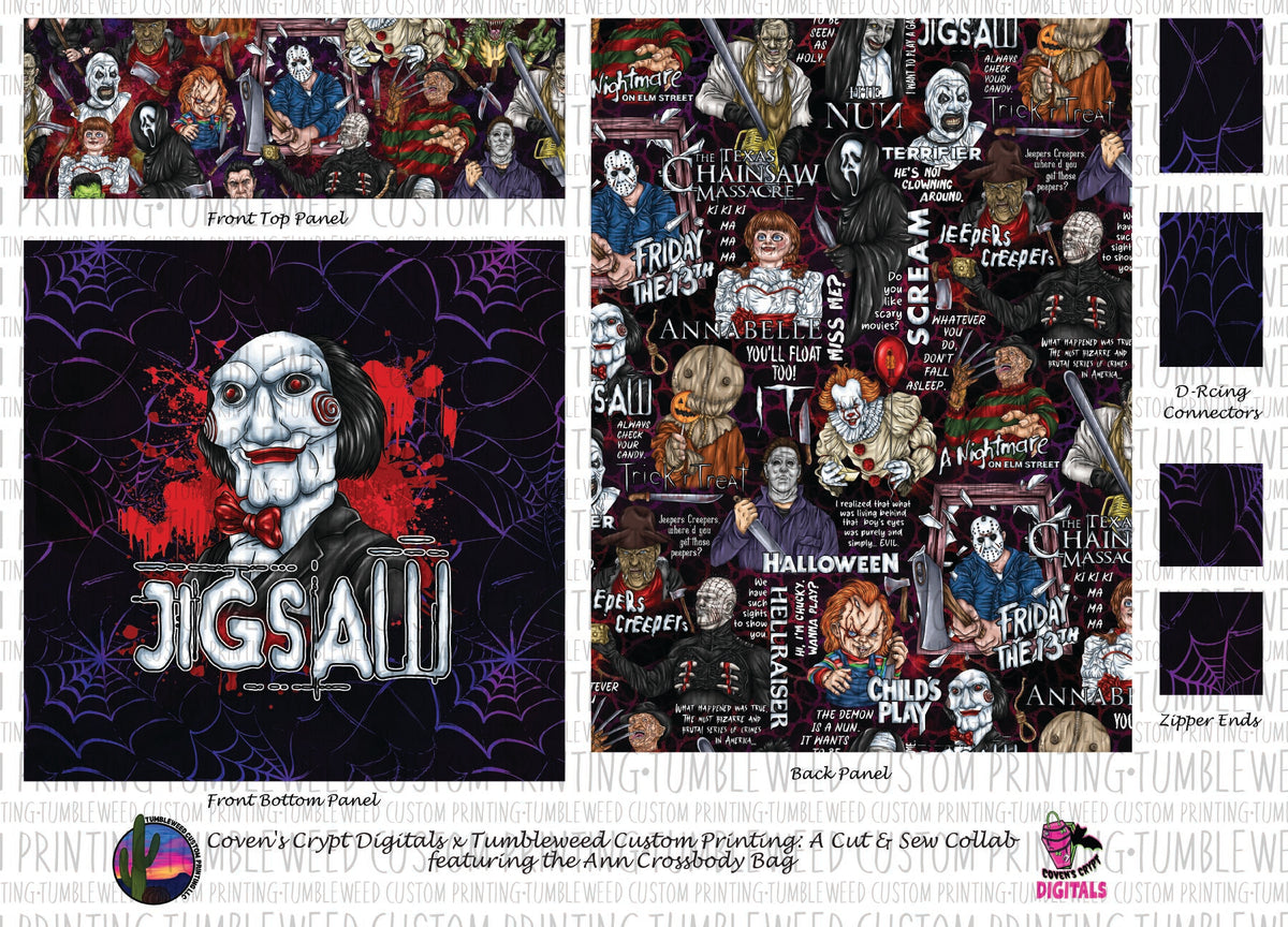 Coven's Crypt Digitals - Ann Crossbody Bag - Horror 18 Webs