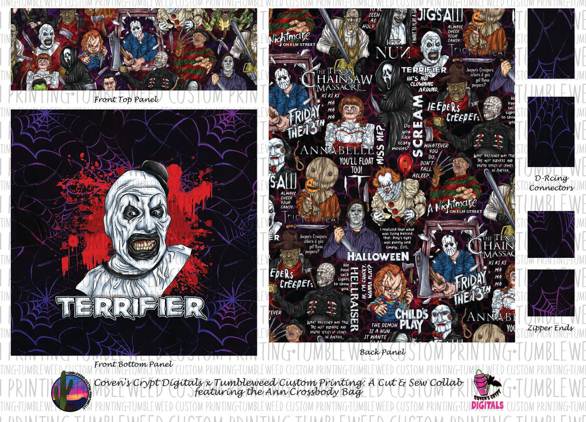 Coven's Crypt Digitals - Ann Crossbody Bag - Horror 1 Webs