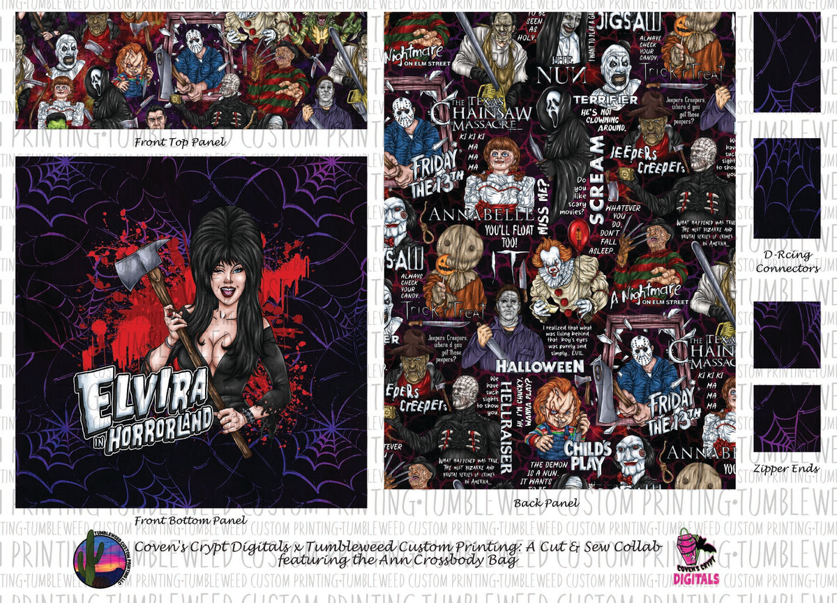 Coven's Crypt Digitals - Ann Crossbody Bag - Horror 2 Webs