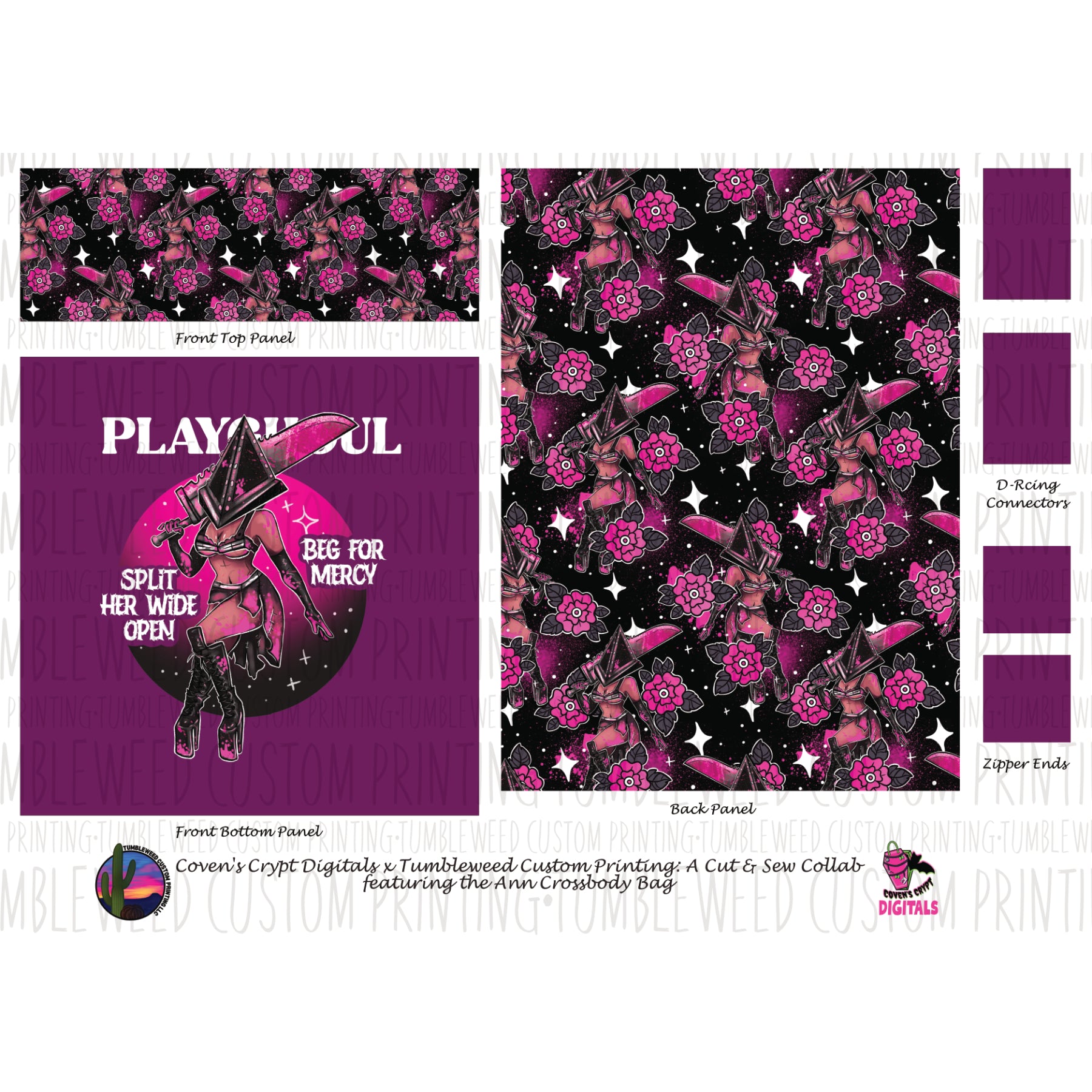 Coven's Crypt Digitals - Ann Crossbody Bag - Playghoul Pyr Head