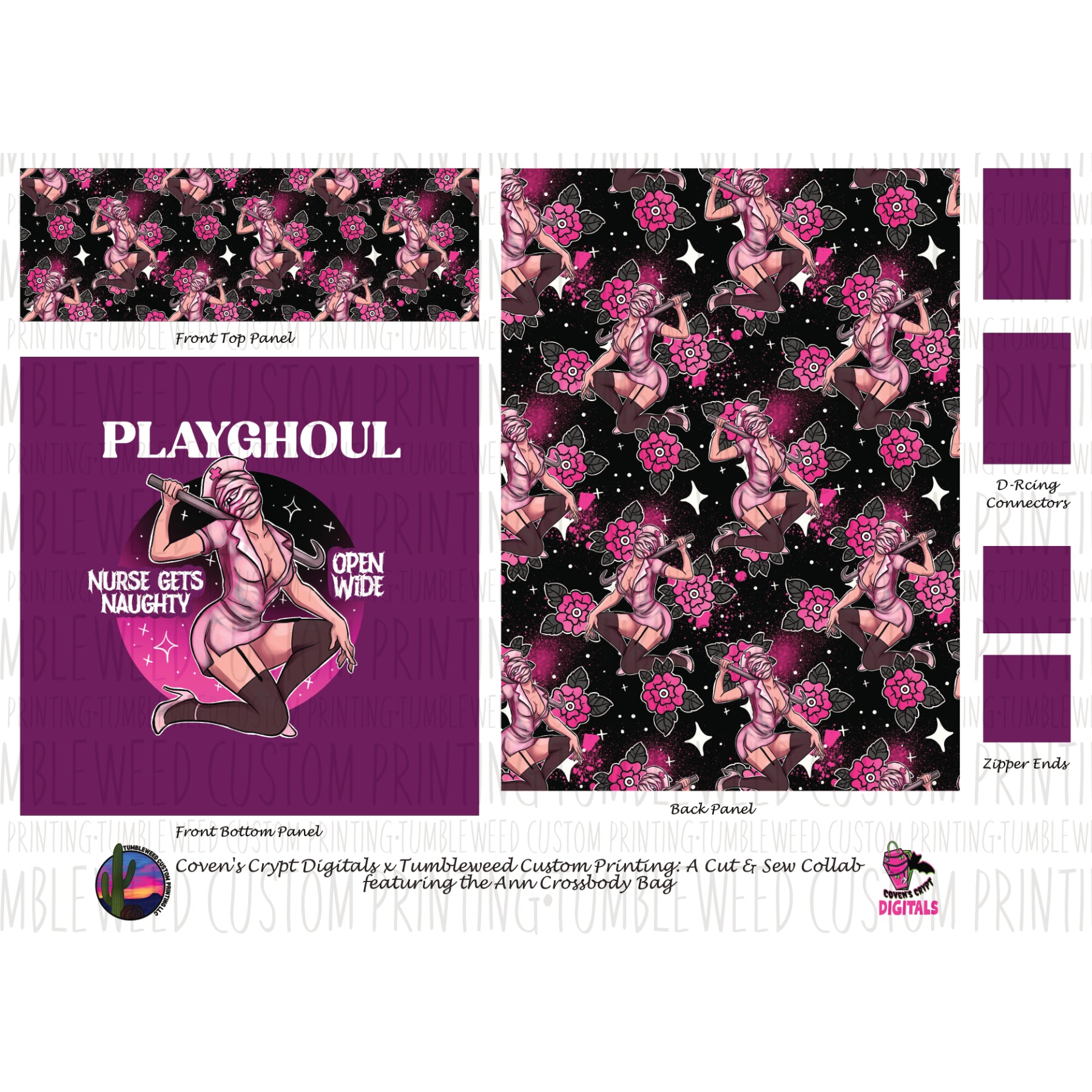 Coven's Crypt Digitals - Ann Crossbody Bag - Playghoul Contorted Nurse