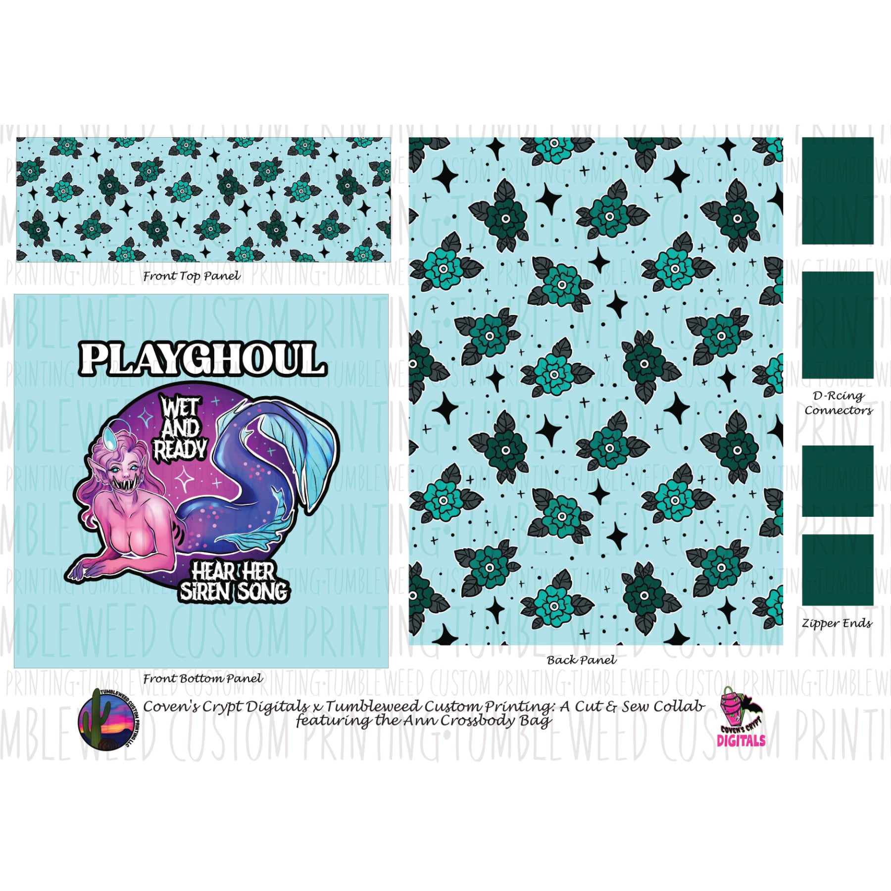 Coven's Crypt Digitals - Ann Crossbody Bag - Playghoul Mermaid
