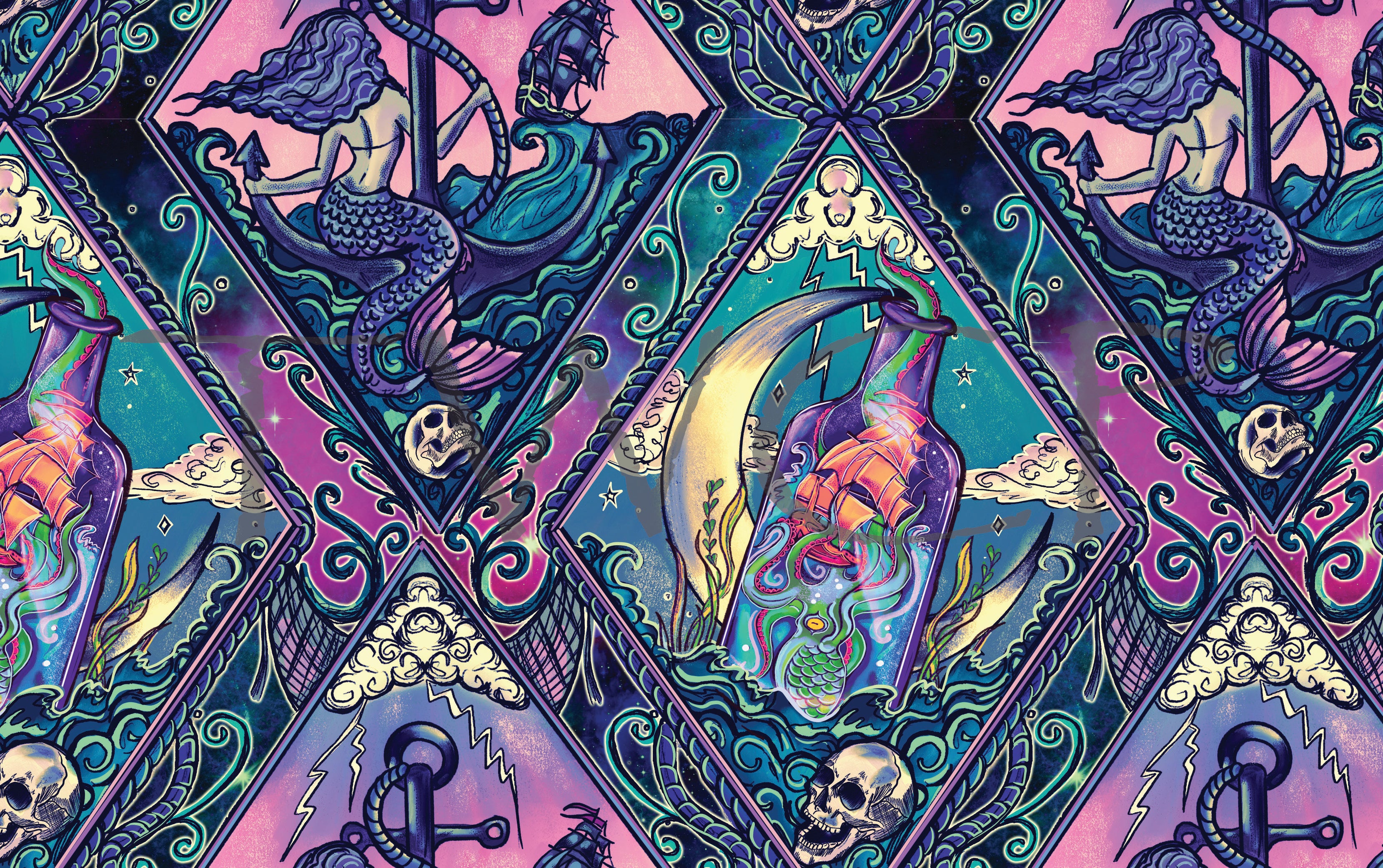 Inspired Design Illustrations - Mermaid with Kraken