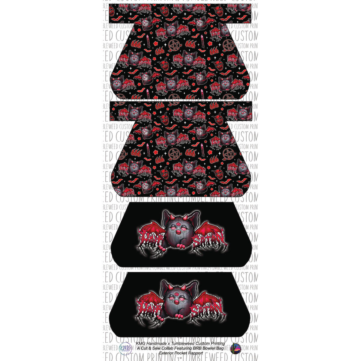 KMG Handmade - BRB Bowler Bag Panel Cut & Sew - Demonic Furbat Red