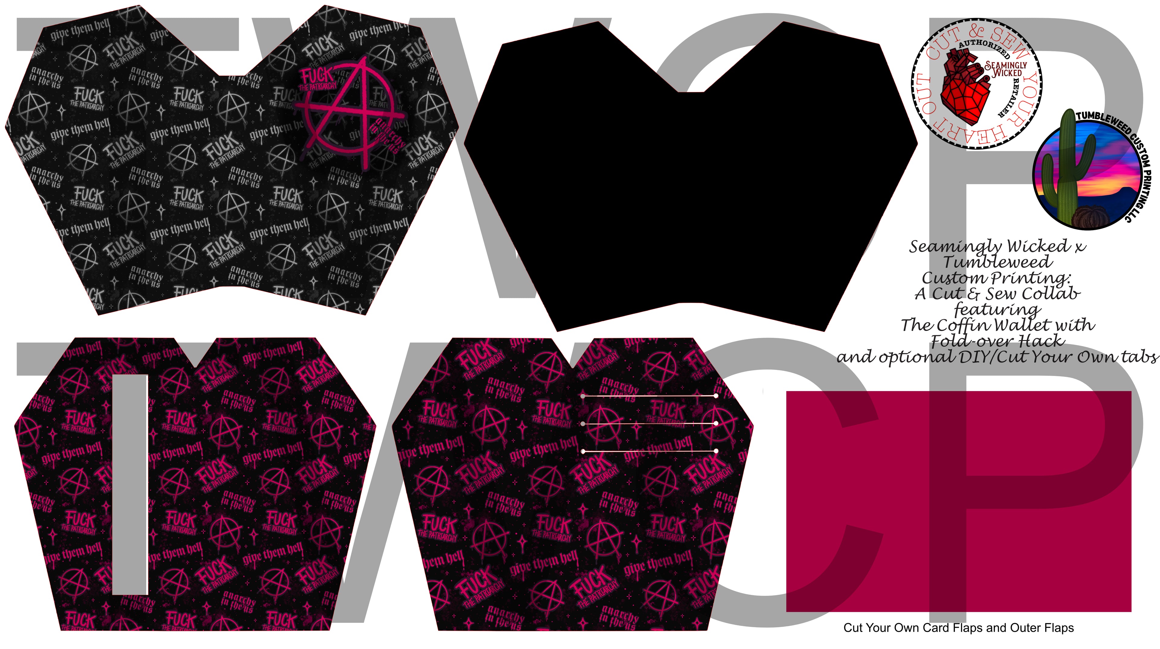 Seamingly Wicked - Claudia Bifold Wallet - Anarchy Pink & Black