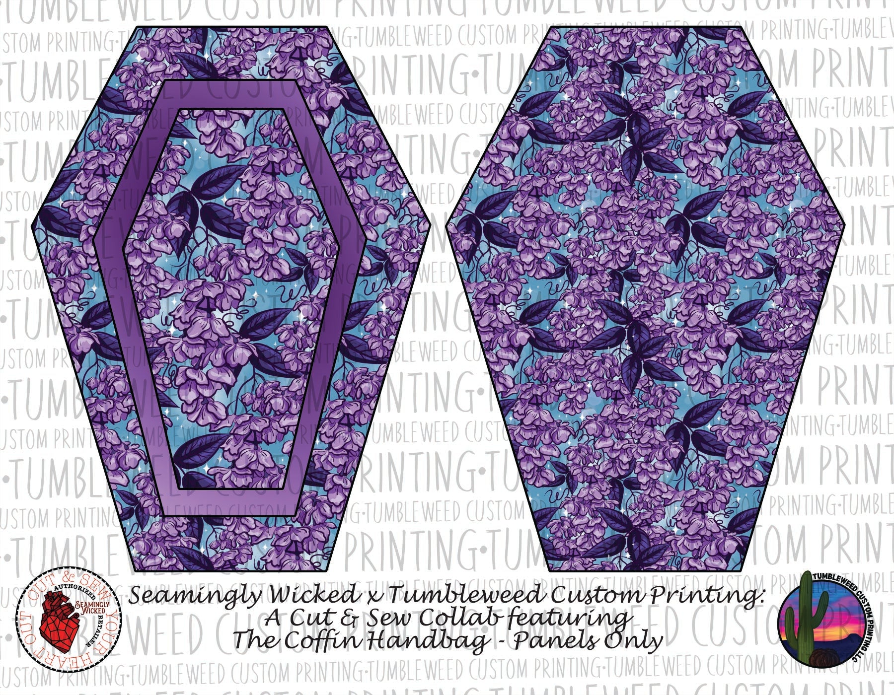 Seamingly Wicked - Coffin Handbag - AK Floral 1