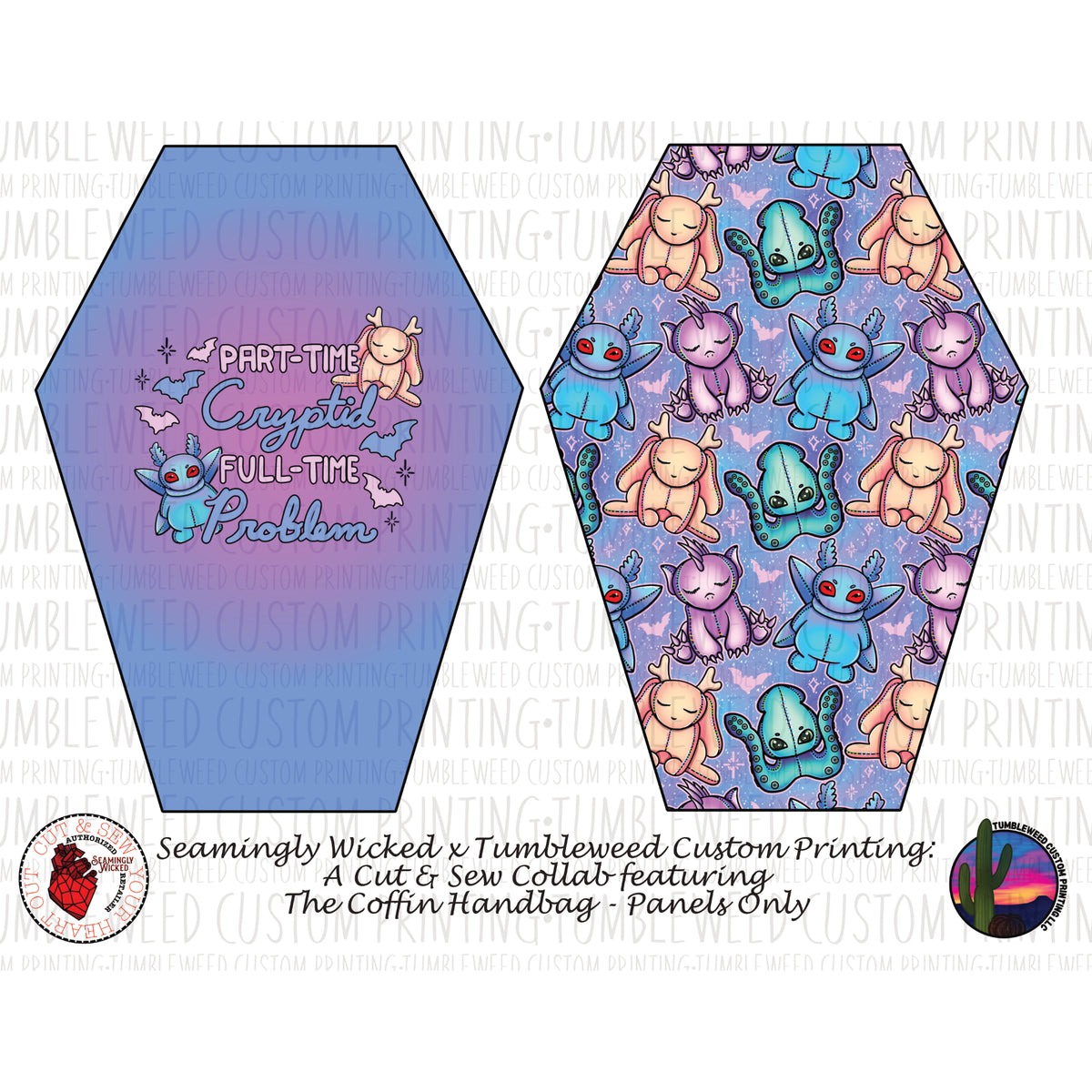 Seamingly Wicked - Coffin Handbag Panels 100% - Cryptid 1