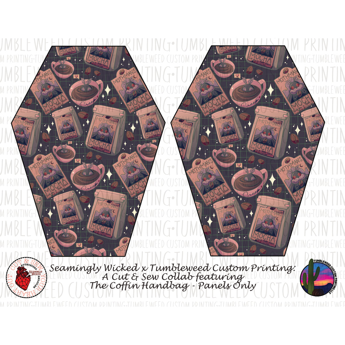 Seamingly Wicked - Coffin Handbag Panels 100% - Cryptid 3