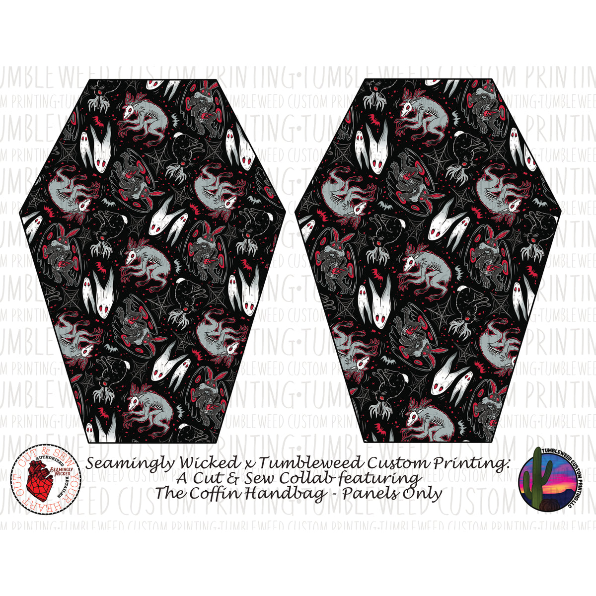 Seamingly Wicked - Coffin Handbag Panels 100% - Cryptid 4