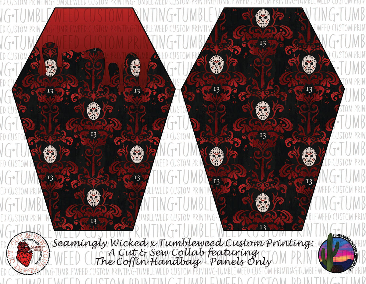 Seamingly Wicked - Coffin Handbag Panels 100% - Horror 11 Drip