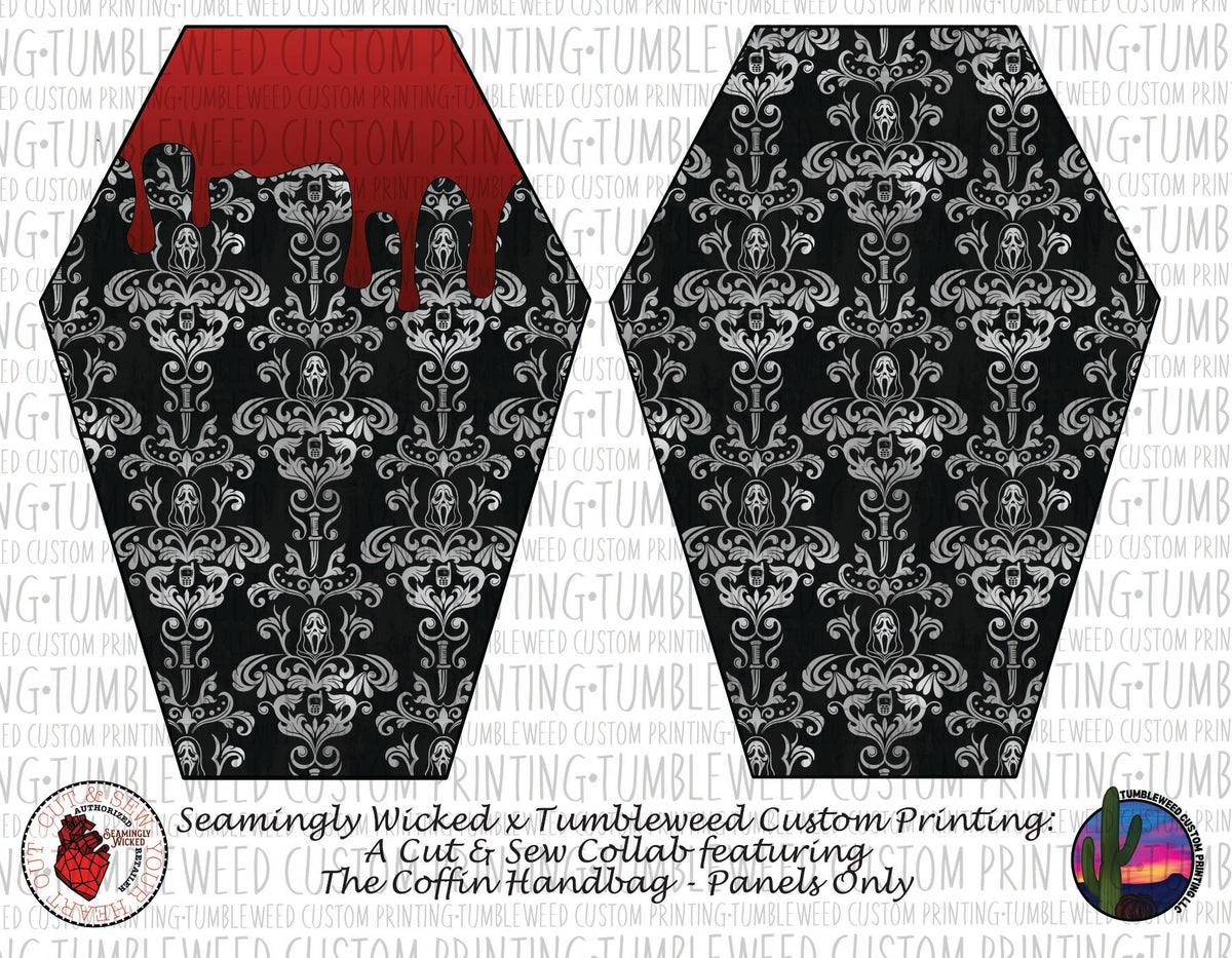 Seamingly Wicked - Coffin Handbag Panels 100% - Horror 2 Drip