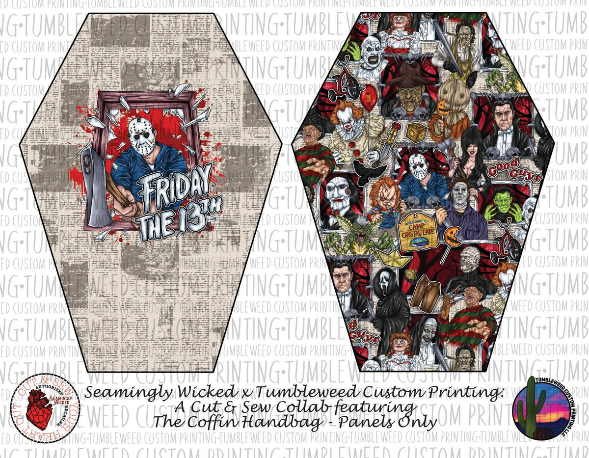Seamingly Wicked - Coffin Handbag Panels 100% - Horror 15