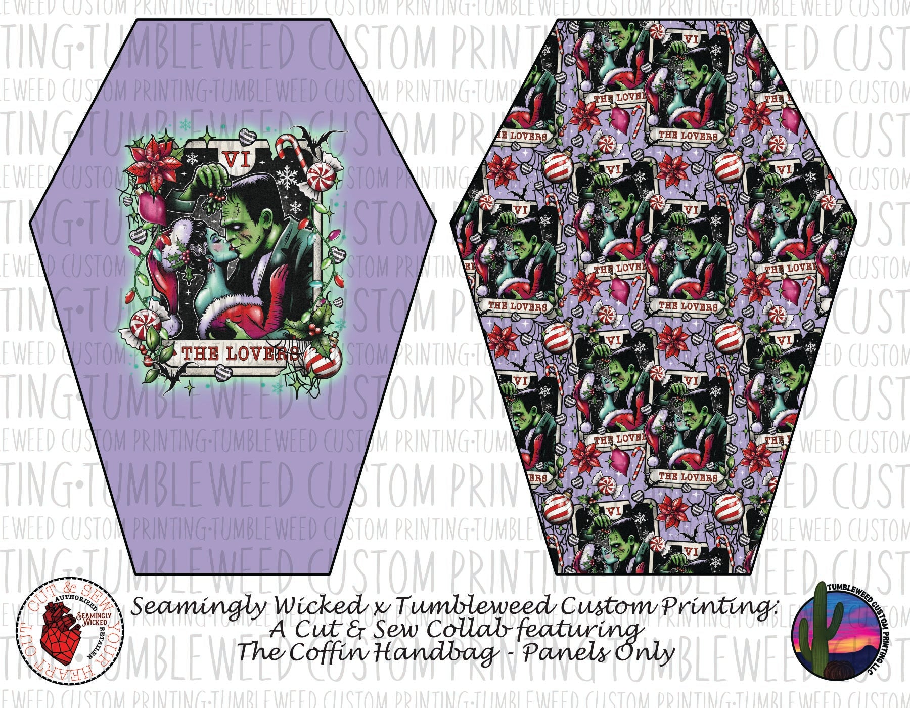 Seamingly Wicked - Coffin Handbag Panels 100% - The Lovers