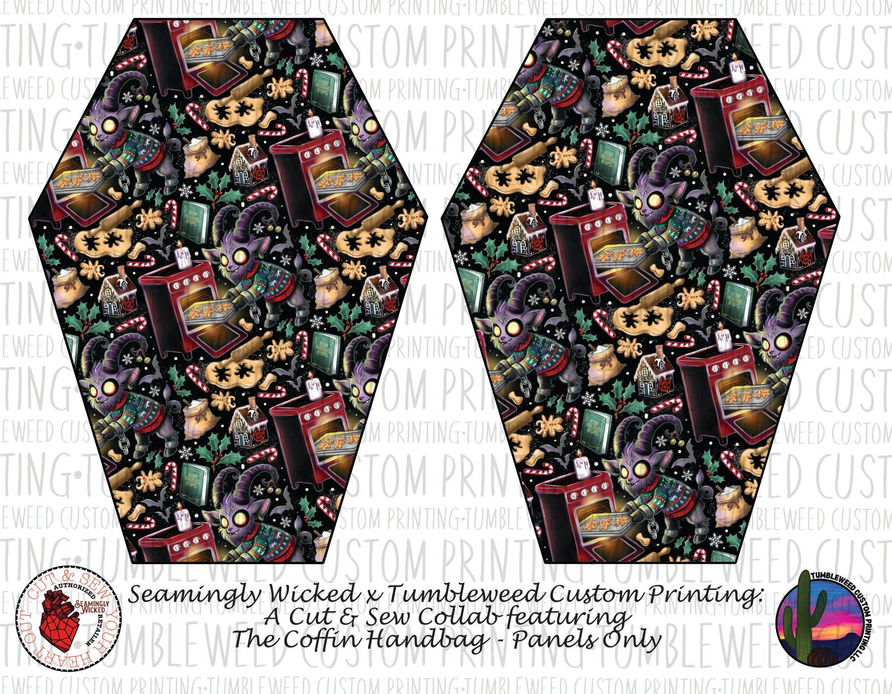 Seamingly Wicked - Coffin Handbag Panels 100% - Krampus Kookies