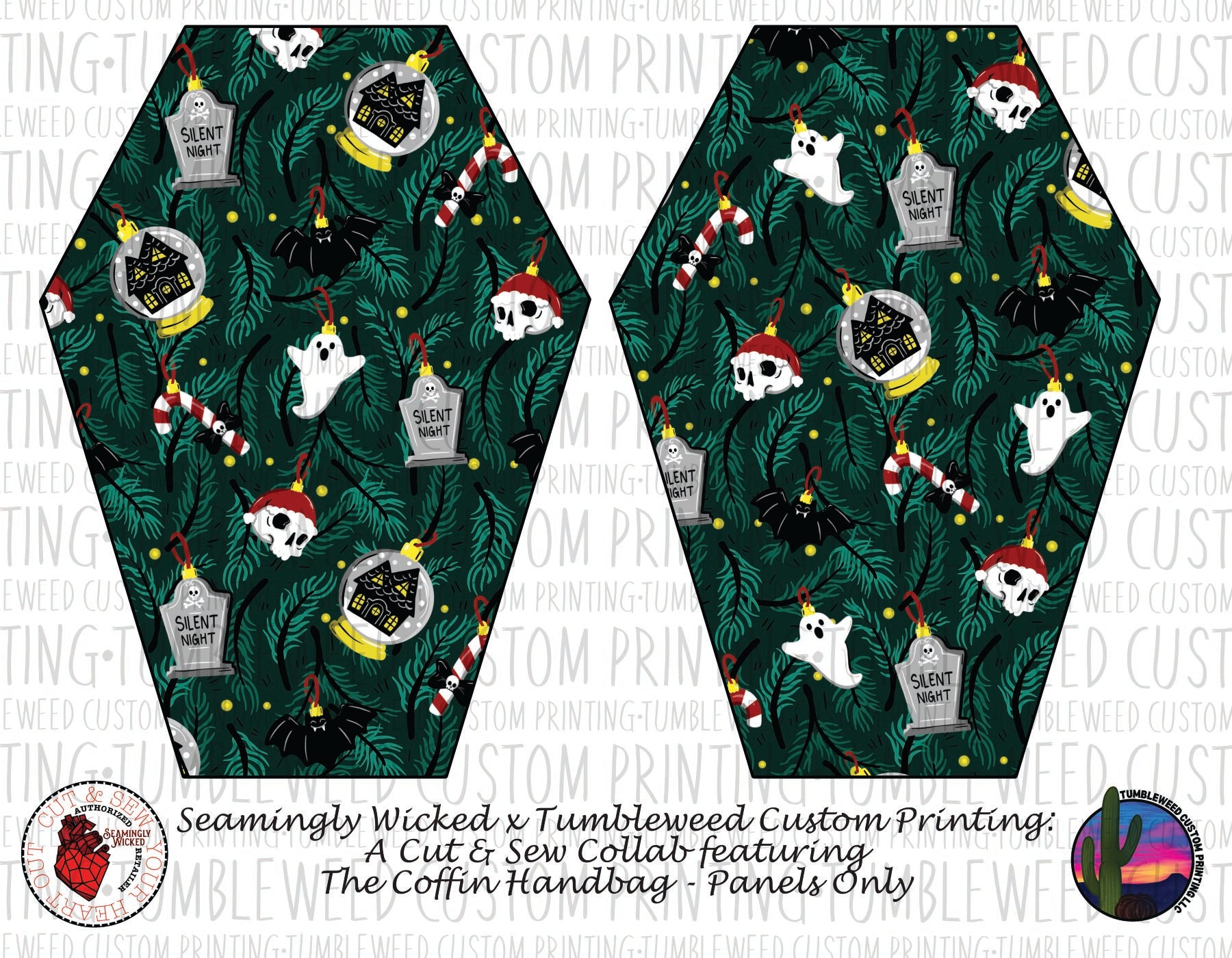 Seamingly Wicked - Coffin Handbag Panels 100% - Spooky Tree