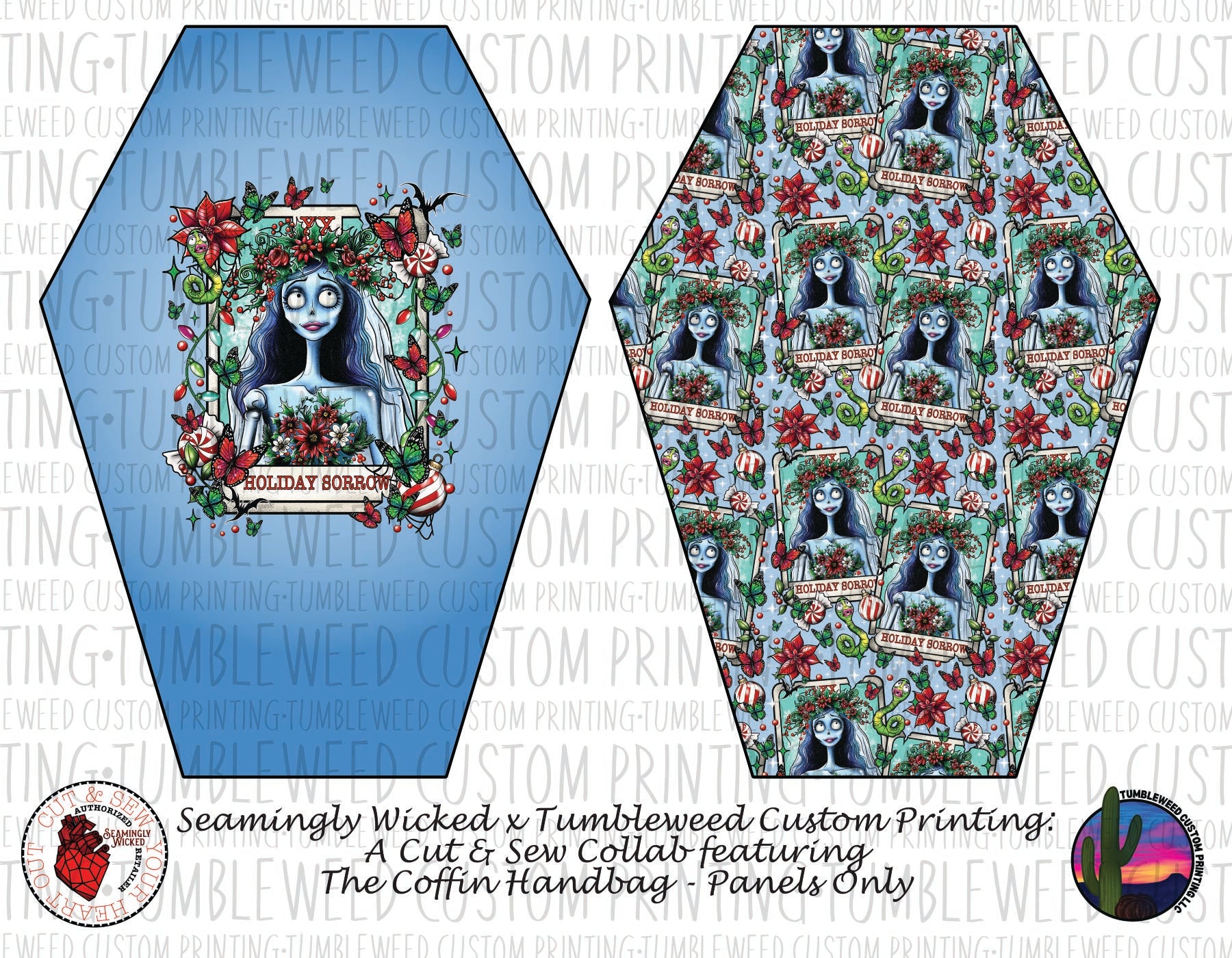 Seamingly Wicked - Coffin Handbag Panels 100% - The Holiday Sorrow