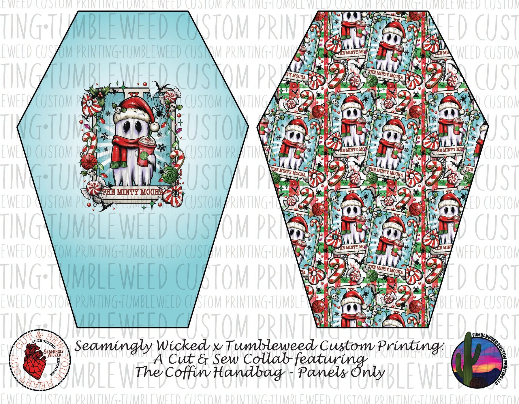 Seamingly Wicked - Coffin Handbag Panels 100% - The Minty Mocha