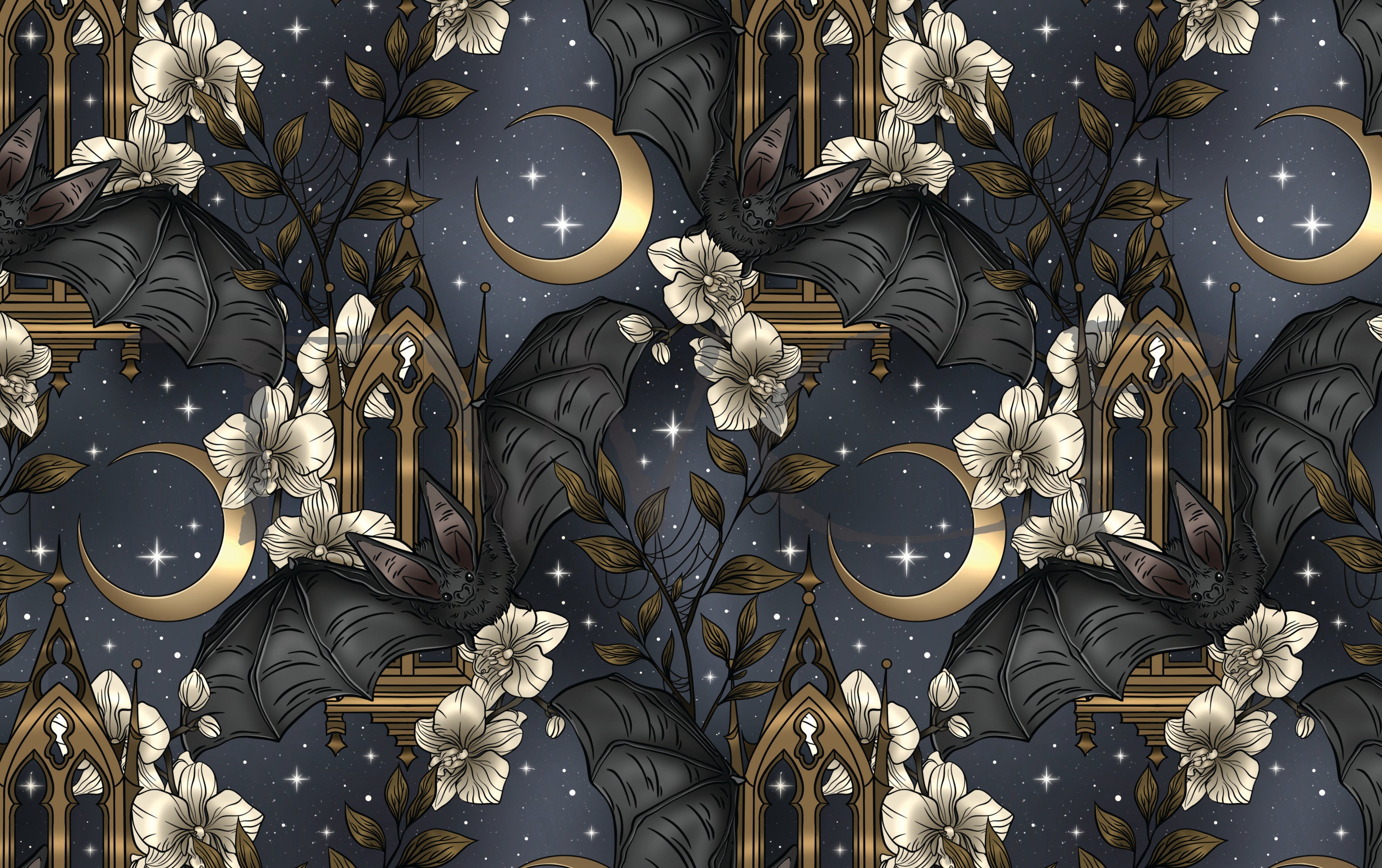Whimsy Pixie Designs - Midnight Bats Blue