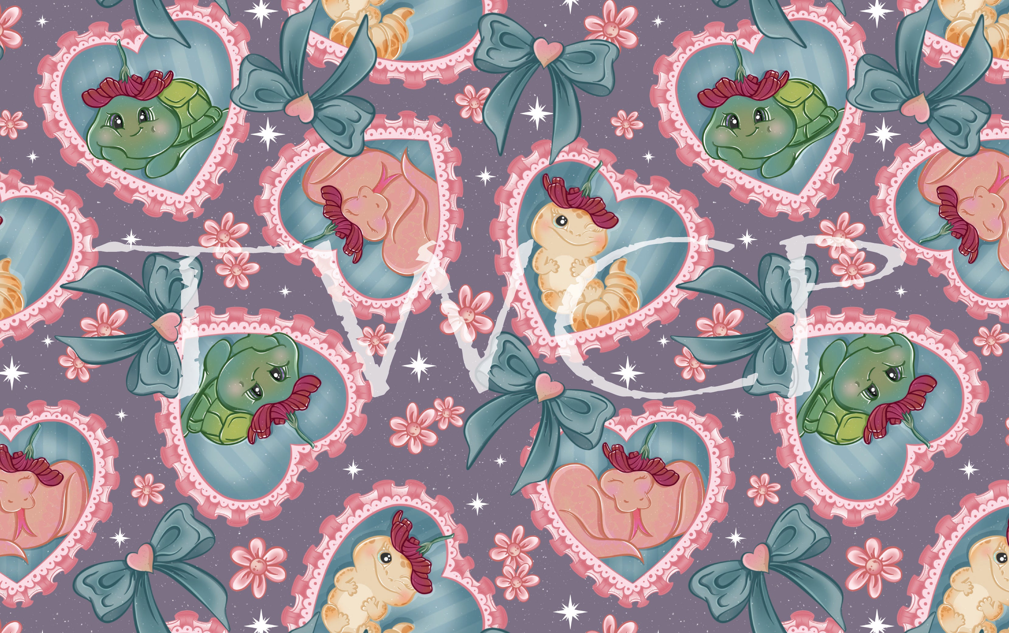 Whimsy Pixie Designs - Cute Reptiles Dusty Purple