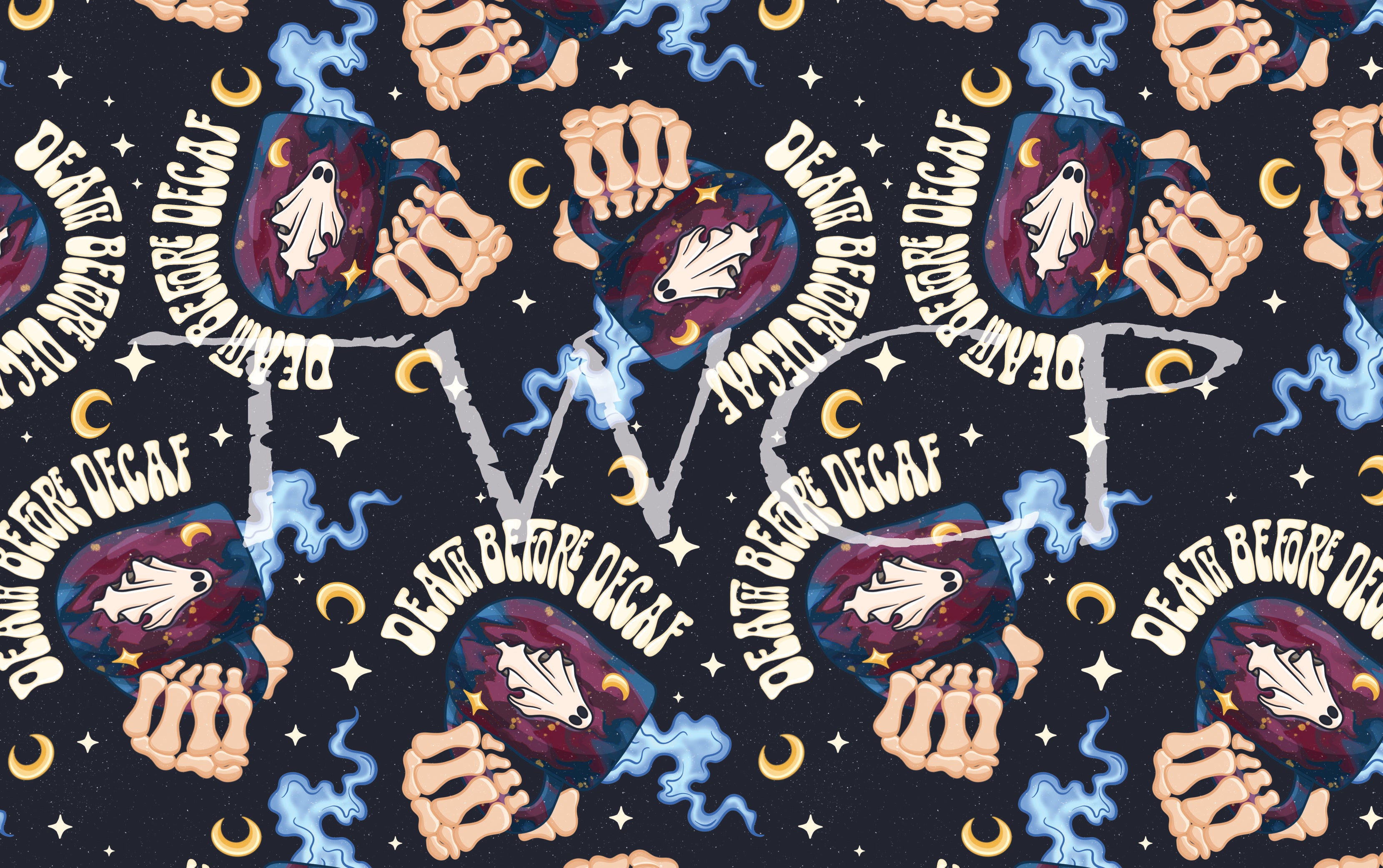 Whimsy Pixie Designs - Death Before Decaf Navy