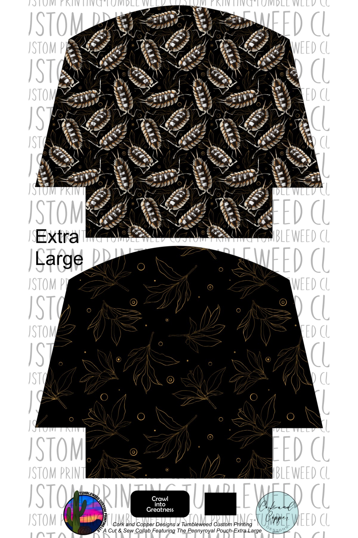 Cork & Copper Designs - The Pennyroyal Pouch - Porcellio Expansus Ornate Black