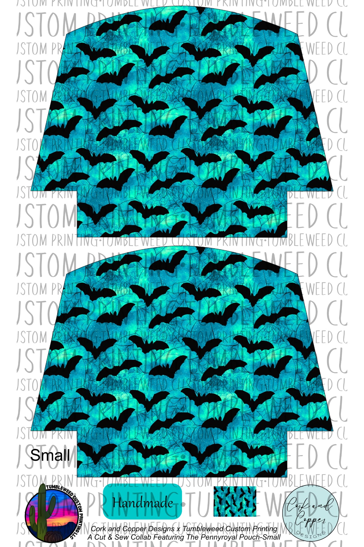 Cork & Copper Designs - The Pennyroyal Pouch - Tropical Bats