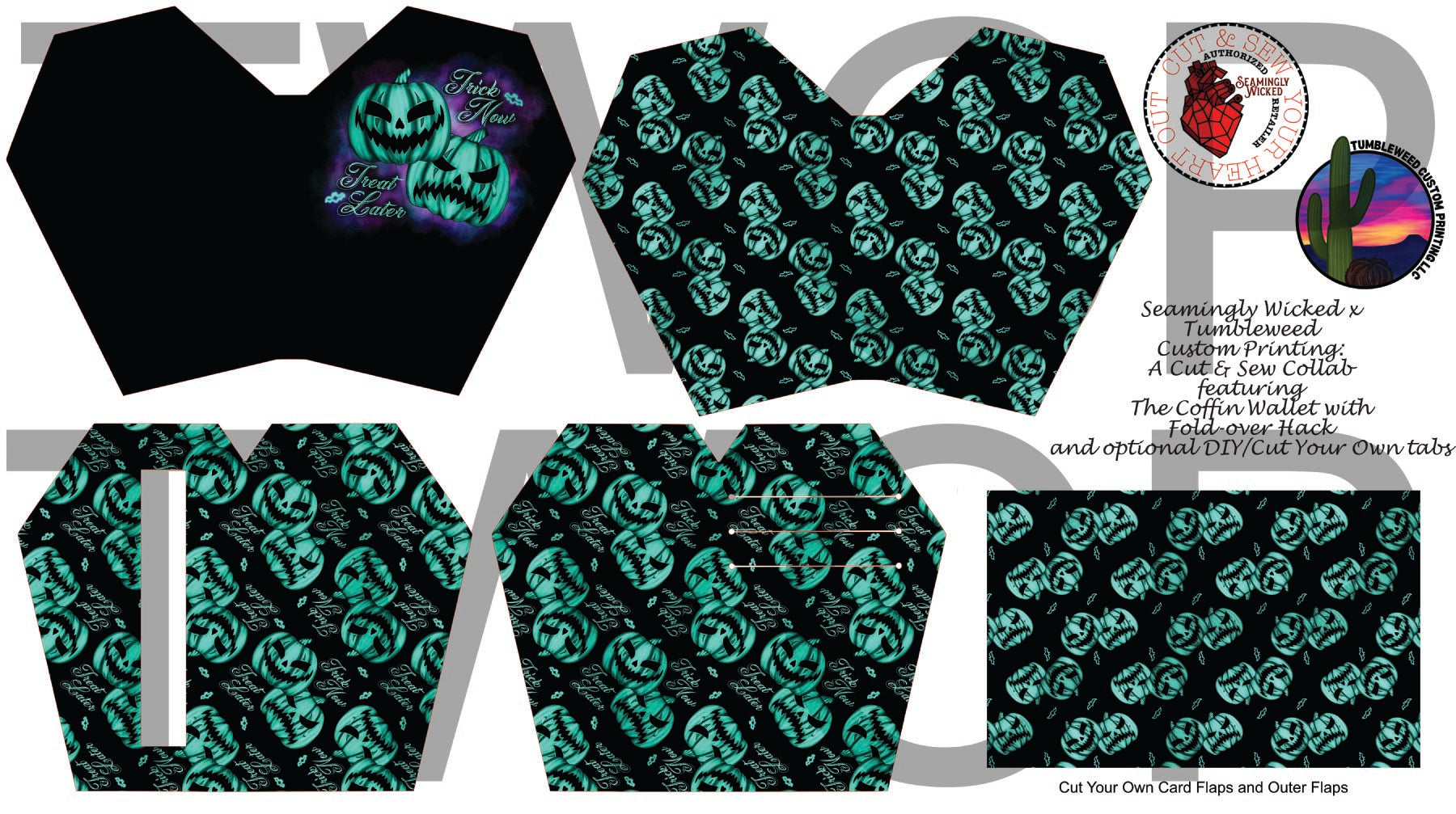 Seamingly Wicked - Claudia Bifold Wallet - Trick Now Treat Later Teal